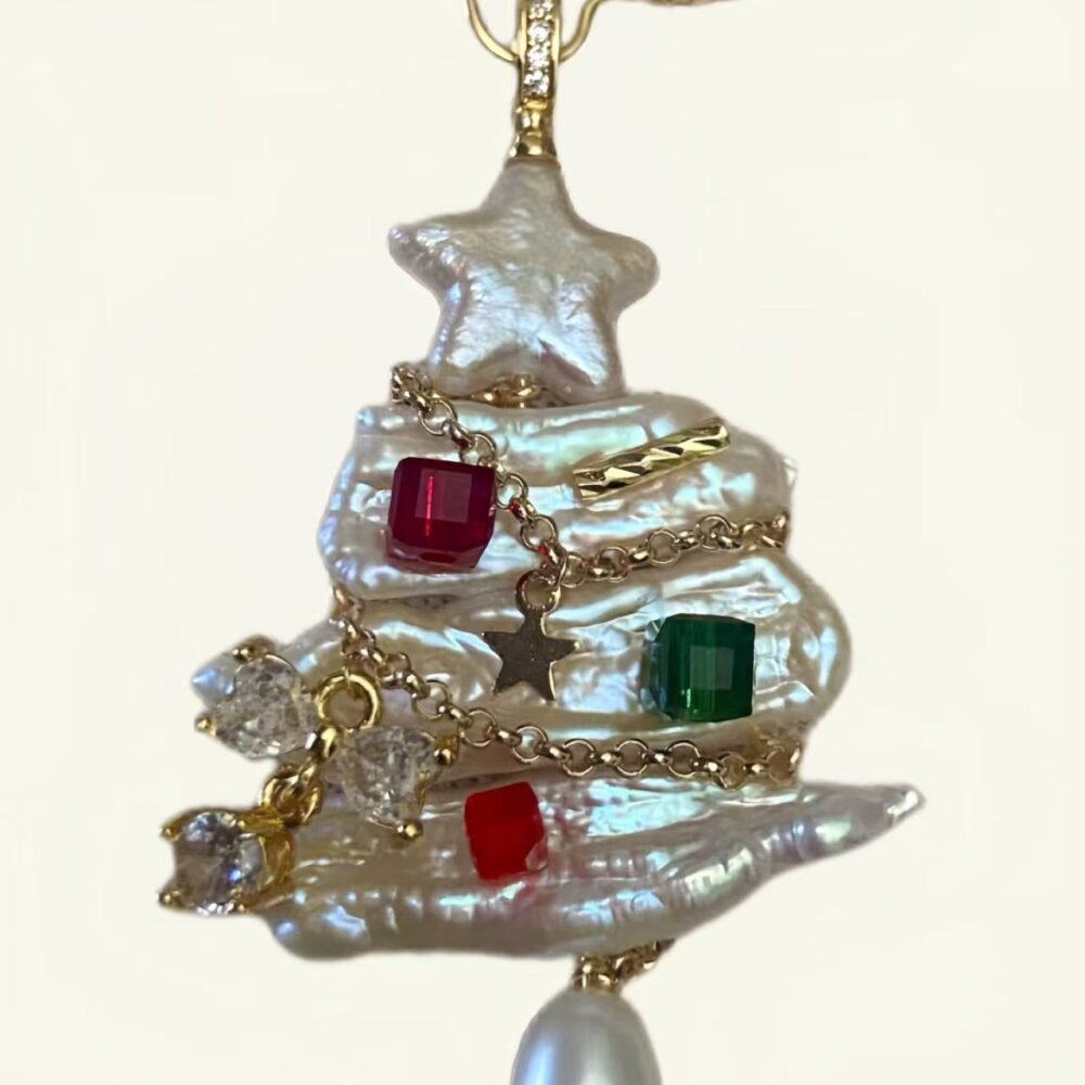 Natural Pearl Christmas Tree Necklace